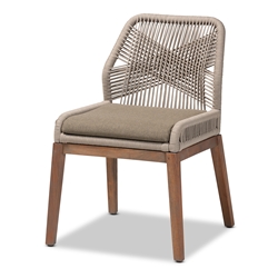 Baxton Studio Jennifer Mid-Century Transitional Grey Woven Rope Mahogany Dining Side Chair